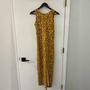Pact Yellow & Flower Dress Back Cutout 100% Organic Cotton